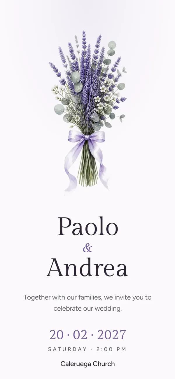 A Basic invitation in the Lavender Classic design